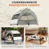 Portable Elevated Dog Bed with Removable Canopy, Cooling Raised Pet Cot for Small Medium Dogs, 76 x 61 x 70 cm