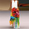 2024 Retro Printed V-Neck Sleeveless Maxi Dress with Pockets - Multicolor
