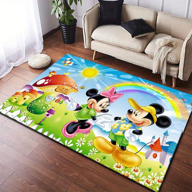 1pc Mickey and Minnie_ Area Rug, Non-Slip Floor Mat, Cartoon Character Design, Soft Velvet, Room Decor, Washable Indoor Carpet