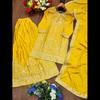 Festive Yellow Georgette Embroidered Sharara Suit Set