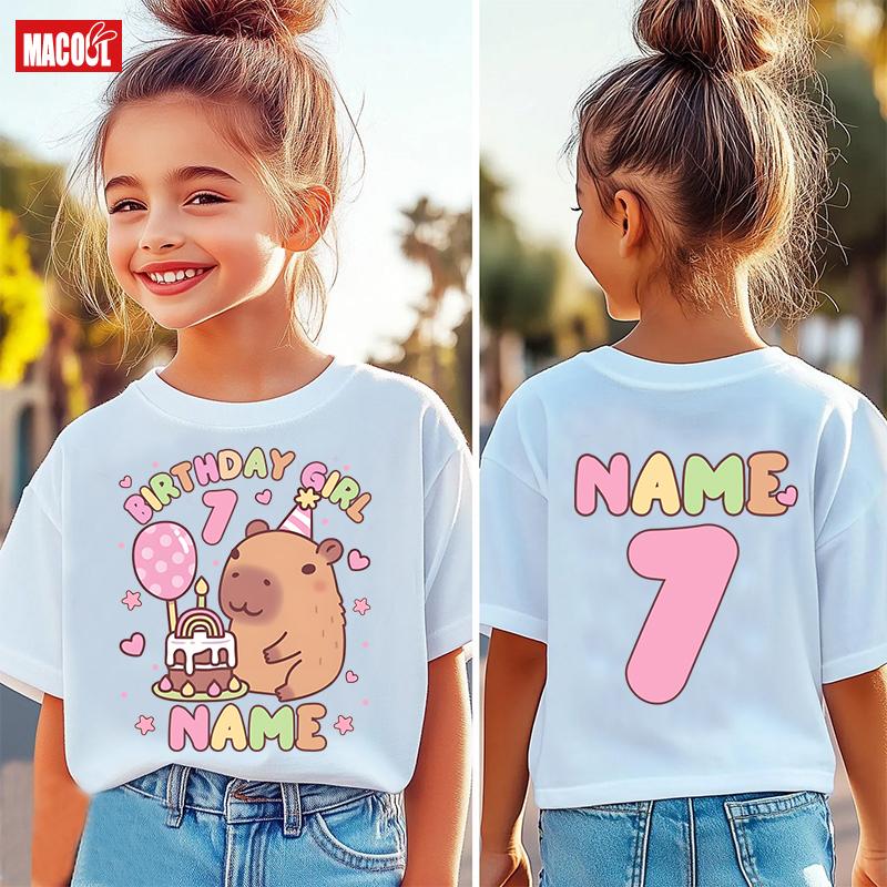 Cute Dolphin Birthday Digital Cartoon Printed Summer Casual Comfortable Cotton Short sleeved Tshirt