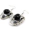 [J1839] — Черно-серые дизайнерские серьги «Валентинка»