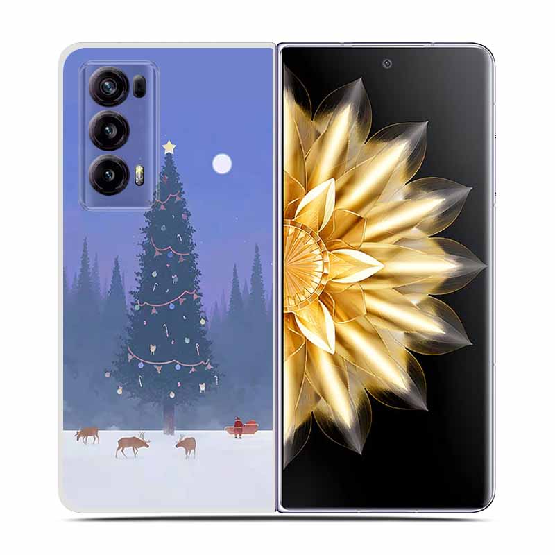 For Honor Magic V2 Case VER-AN1 Christmas Cute Clear Hard Plastic PC Back Cover For Huawei Honor Magic V2 5G Coques Cartoon Bags