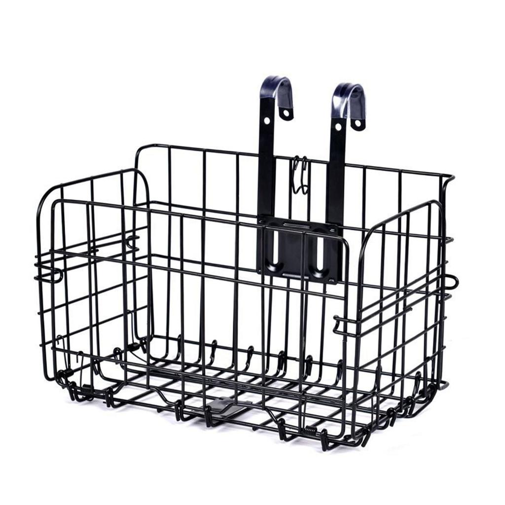 Bike Basket, Heavy-Duty Metal Wire Bicycle Basket with Hooks, Quick Install, Rust-Resistant, Large Capacity for Grocery Shopping Pets Daily Commuting