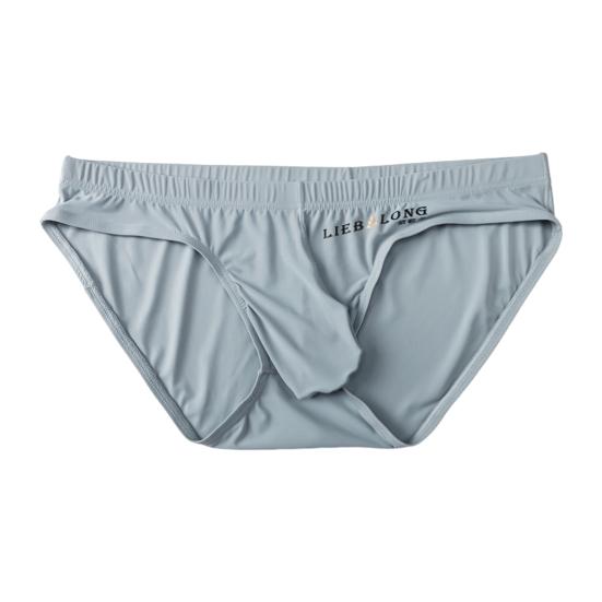 Мужские трусы с низкой талией, U-выпуклая сумка, трусики, сплошной цвет, ледяной шелк, гладкое бесшовное сексуальное нижнее белье