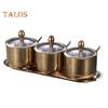 1/2/3Pcs Seasoning Jar Stainless Steel Sugar Container with Glass Lid And Spoon Kitchen Countertop Coffee Bar Sugar Bowl for Salt Spices Honey