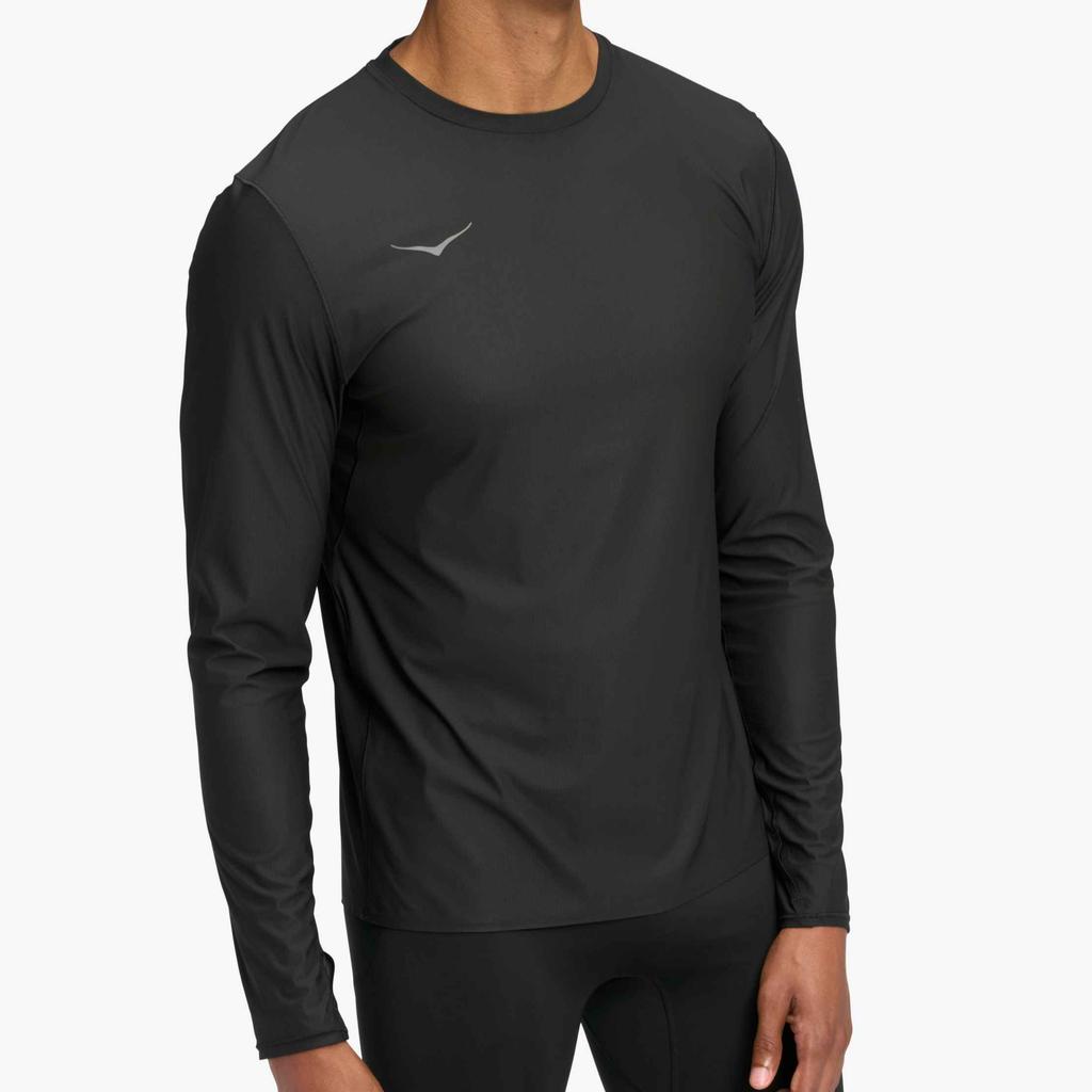 HOKA ONE ONE T Shirts Men's Black Crew Neck Moderate Straight Fit 1175772-BLK