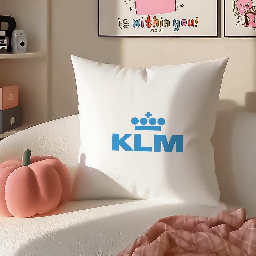 Netherlands Klm RRoyal Dutch Airlines Cushion Cover Pillowcase Short Plush Invisible zipper Room Sofa Cushion Cover