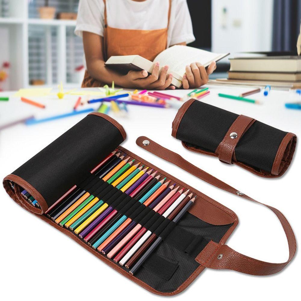 School Office Supplies 20 Hole Roll Up Pouch Pen Bag Pen Case Pen Curtain Stationery Organizer