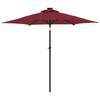 LED Sun Umbrella with Steel Pole Burgundy Red 225 x 225 x 212 cm