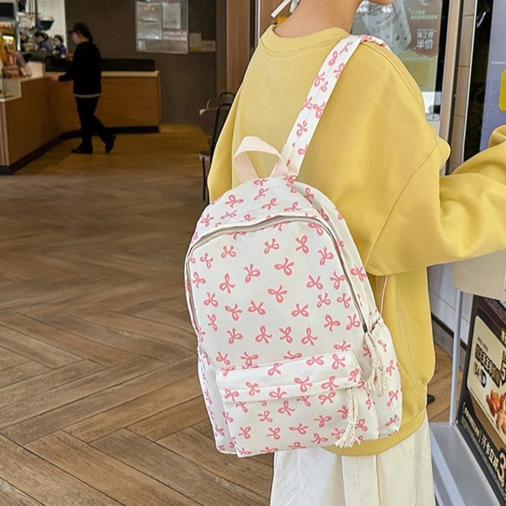 Large Capacity Bow Backpack Lightweight Teenagers Shoulder Bag Students School Bag Ladies/Girls