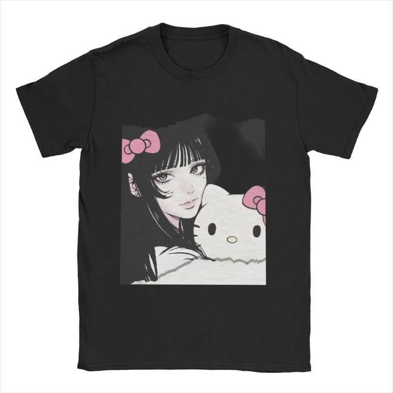 Junji-Itos Tomie X Hello Kitty Merch Unisex T Shirt Cotton Tee Graphic Printing Horror Tops T-shirt Oversized Y2k Men Women TEES