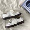 Spring and Autumn New Silver German Training Shoes Retro Casual Sports Board Shoes Versatile Flat Lace Edge White Shoes