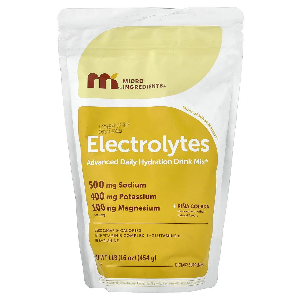Micro Ingredients, Electrolyte Powder, Pina Colada, 454g (1lb)