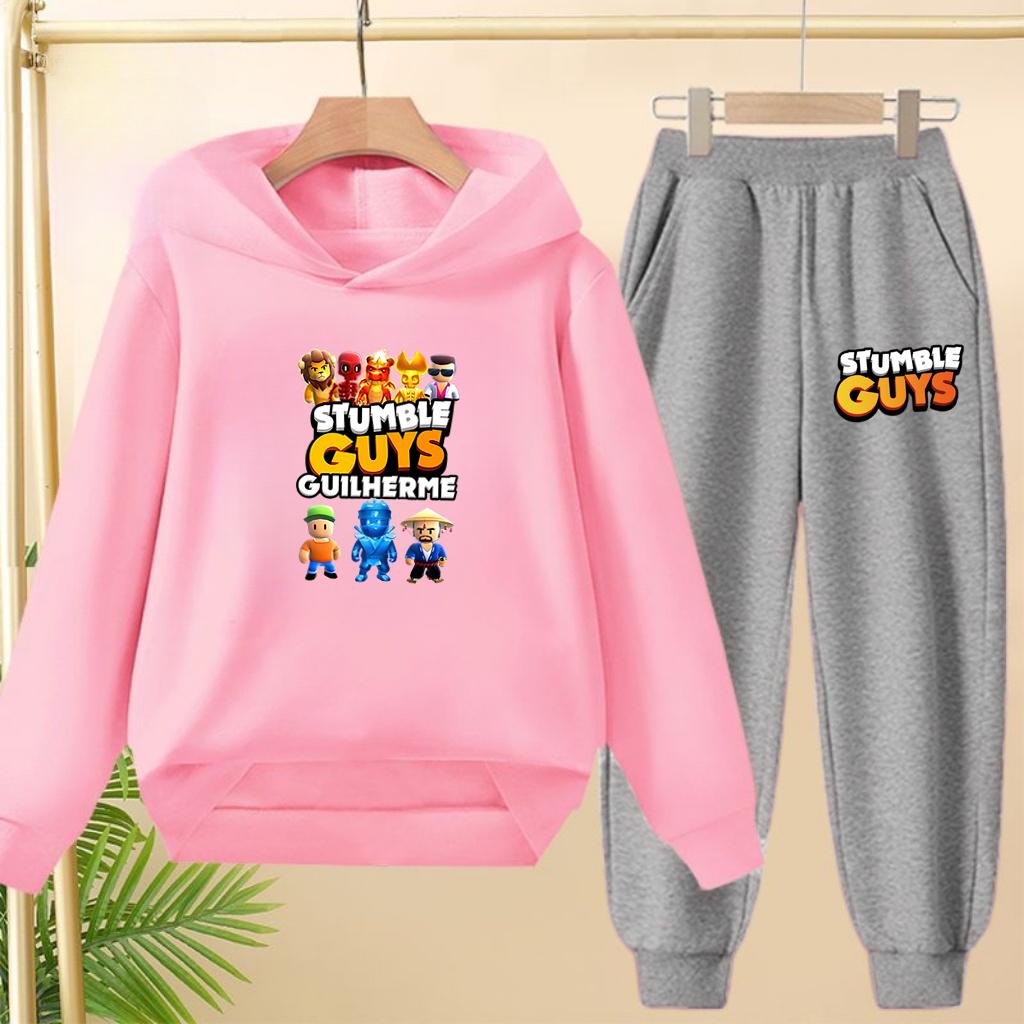 Children's Hoodie Pullover 3-12Yrs Anime GUYS Print Charming Coat Sweatshirt+Pants Boys Girls Toddler Trendy Clothes Leisure Set