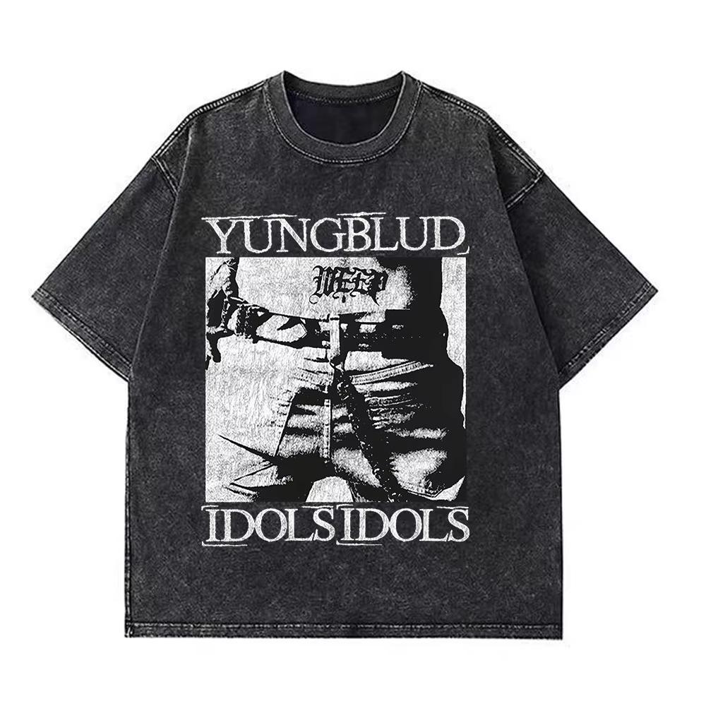 Yungblud IDOLS Мировой Тур Мерч Ретро Стирка Футболка Мужская Женская Хип-Хоп Рок Короткий Рукав Футболки Оверсайз Футболки