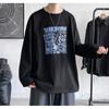 Мужские футболки с длинным рукавом с буквенным графическим принтом, модные брендовые футболки для мужчин, мужская одежда, повседневная футболка, мужская летняя корейская ретро футболка