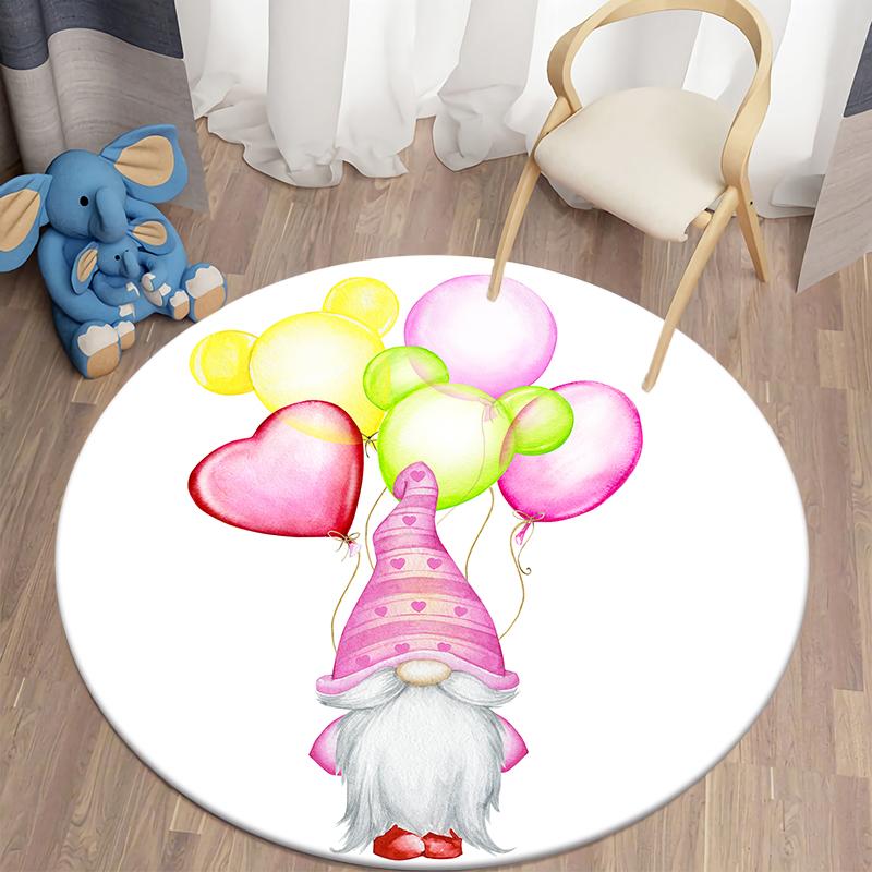 Круглый ковер с принтом Kawaii ко Дню святого Валентина, ковер для дома, гостиной, спальни, украшение для пола, противоскользящий коврик