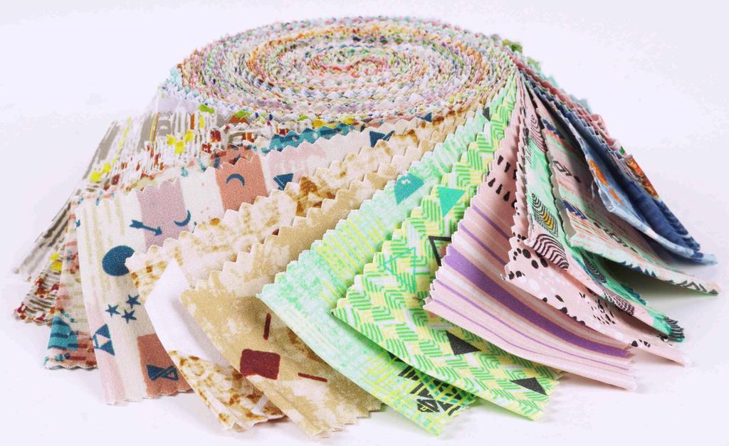 Soimoi 40Pcs Geometric & Texture Print Cotton Precut Fabrics For Quilting Craft Strips 2.5x42inches Jelly Roll -