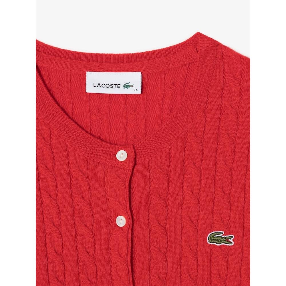 Lacoste Womens Cable Crewneck Cardigan Af091e 54n 240 q2nAf091e 54n240