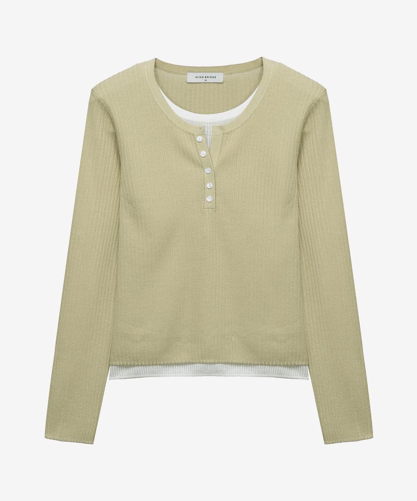 MIND BRIDGE WOMEN [W] Henley Neck Layered Knit - 2 Colors