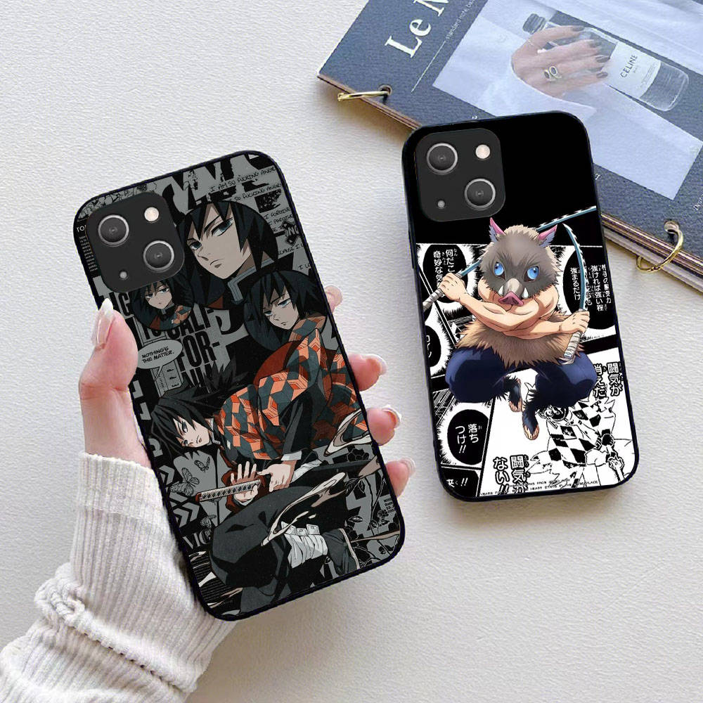 KK-10 Demon Slayer Soft Black Case for iPhone XR 14 15 11 12 13 6 7 8 X XS Pro Max Samsung S22 S23 S21 S24 FE Ultra S8 Plus