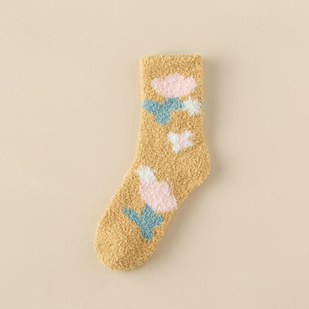 Warm Cotton Socks Winter Floor Socks Sleep Socks Coral Velvet Socks Women