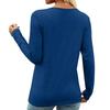 Women's Long Sleeve T-Shirts Loose Button Decor V Neck Tunic Tops Comfy Fall Going Out Casual Blouse