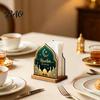 Islamic Gift for Home Wooden Napkin Holder, Ramadan-themed Paper Towel Dispenser, Crescent Mosque Tissue Dispenser Pattern Decorative Holder