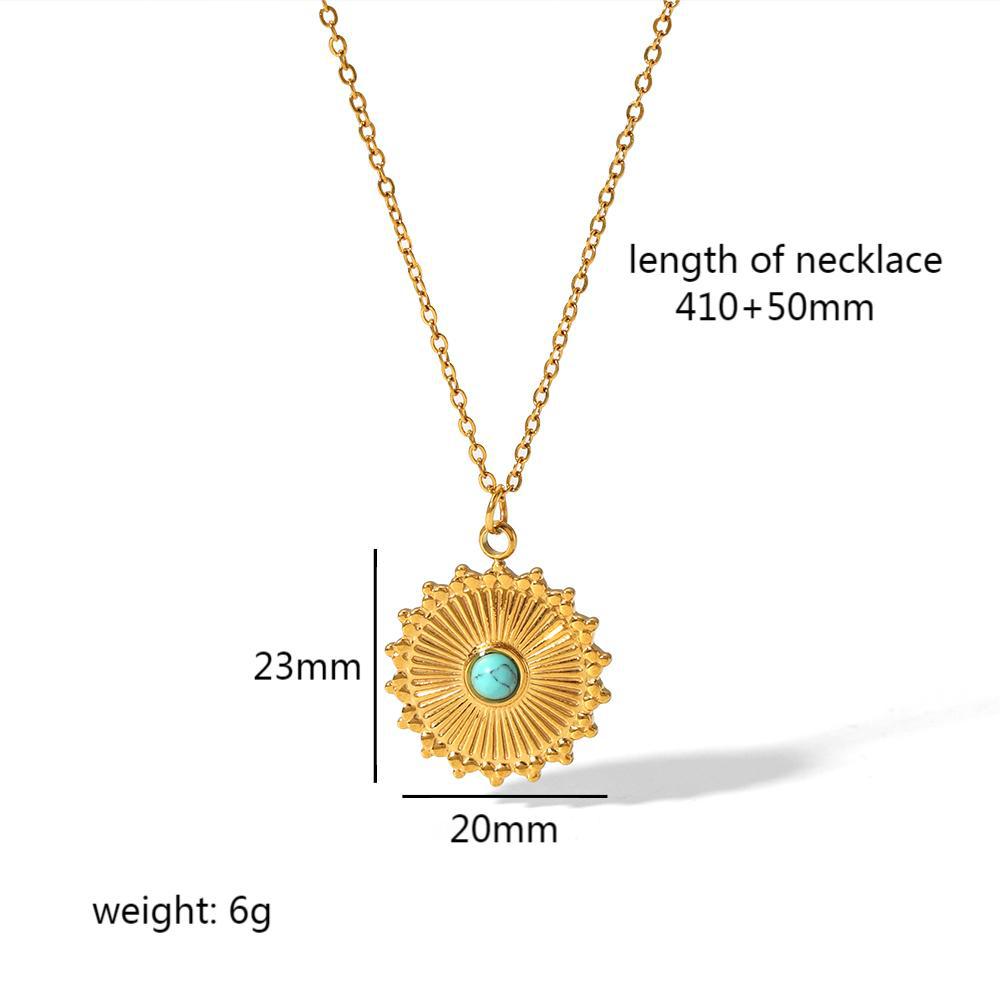 Винтажное ожерелье 18-каратное золото нержавеющая сталь бирюзовый любовь дьявольский глаз кулон премиум чувства ожерелье для женщин