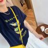 Women's Cartoon Banana Round-neck Short-sleeved T-shirt,A Fashionable Loose and Laid-back Casual Top for Summer