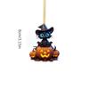 Halloween New Pumpkin Ghost Witch Pendant Girl Flat 2D Rearview Mirror Decoration Night Pendant Keychain Pendant Set Party Decoration