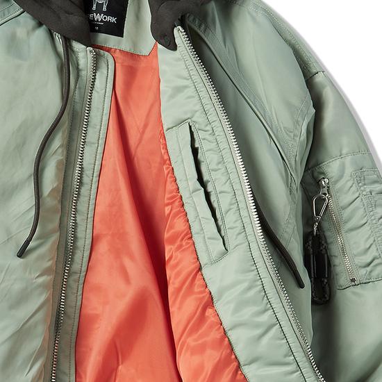 Unisex Hip Dock Carabiner Hooded Flight Bomber Jacket