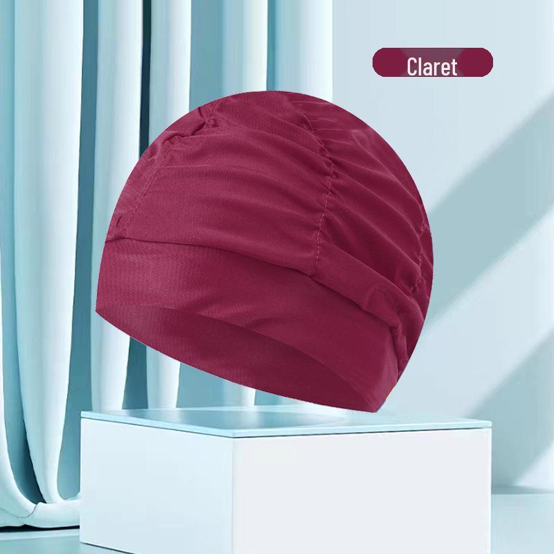 Женская купальная шапочка большого размера с цветочным плиссе - Неплотная посадка, однотонная, модный тканевый дизайн
