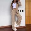 2024 Women's Casual Lapel Suit & Wide-Leg Pants Set - Autumn/Winter Trend for Europe & America