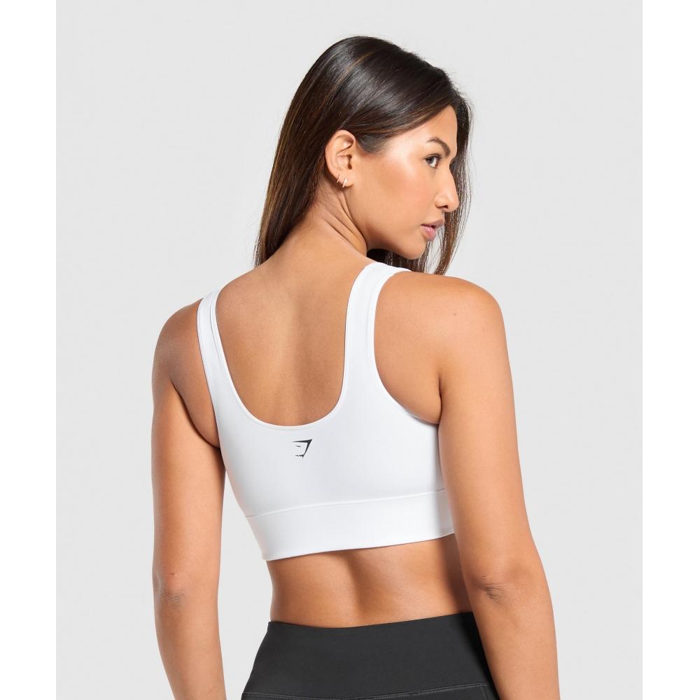 Gymshark Longline Sports Bra White B4a9l Wbbm
