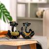 Resin Floating Ganesha Statues Decorative Showpiece | Spreads Positive Vibes (Pack of 2, Black & Yellow)