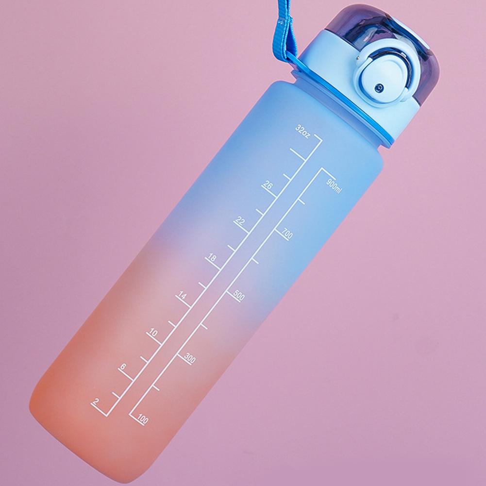Бутылка для воды 1 л с соломинкой градиентная бутылка для питьевой воды герметичная откидная крышка
