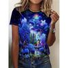 Летний топ с круглым вырезом и принтом 3D цветов и растений, модные повседневные женские футболки с короткими рукавами