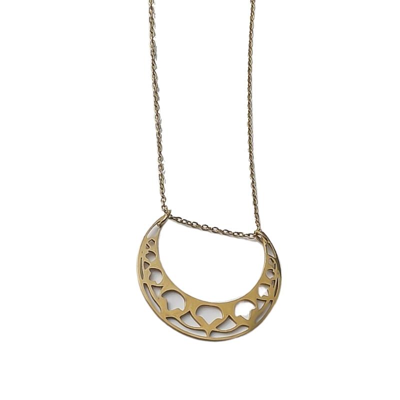 Stylish Lunar Cutout Necklace Stainless Steel Moon Charm Neck Chain Adjustable Length Clavicular Chain for Women Girls