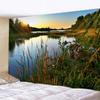Art Deco Blanket Curtain Bedroom Living Room Decoration Lake Water Blue Sky Sunset Scenery Wall Hanging Tapestry