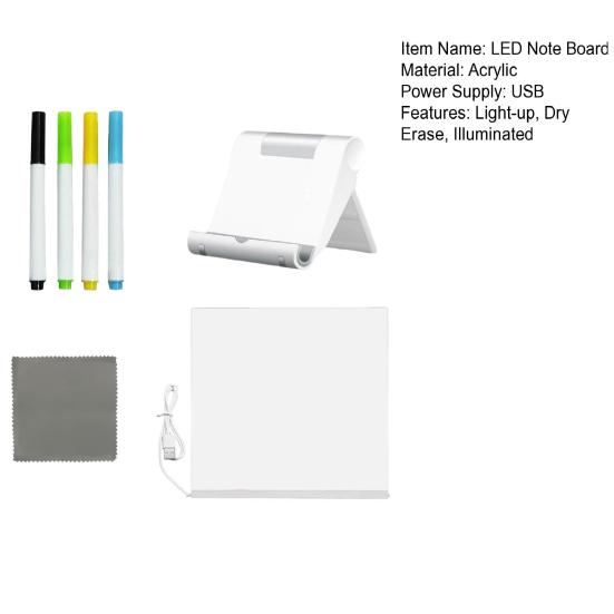 Светодиодная доска для заметок с цветной подсветкой, акриловая доска для сообщений с подсветкой, доска для рисования и письма сухостираемым маркером для детей и взрослых