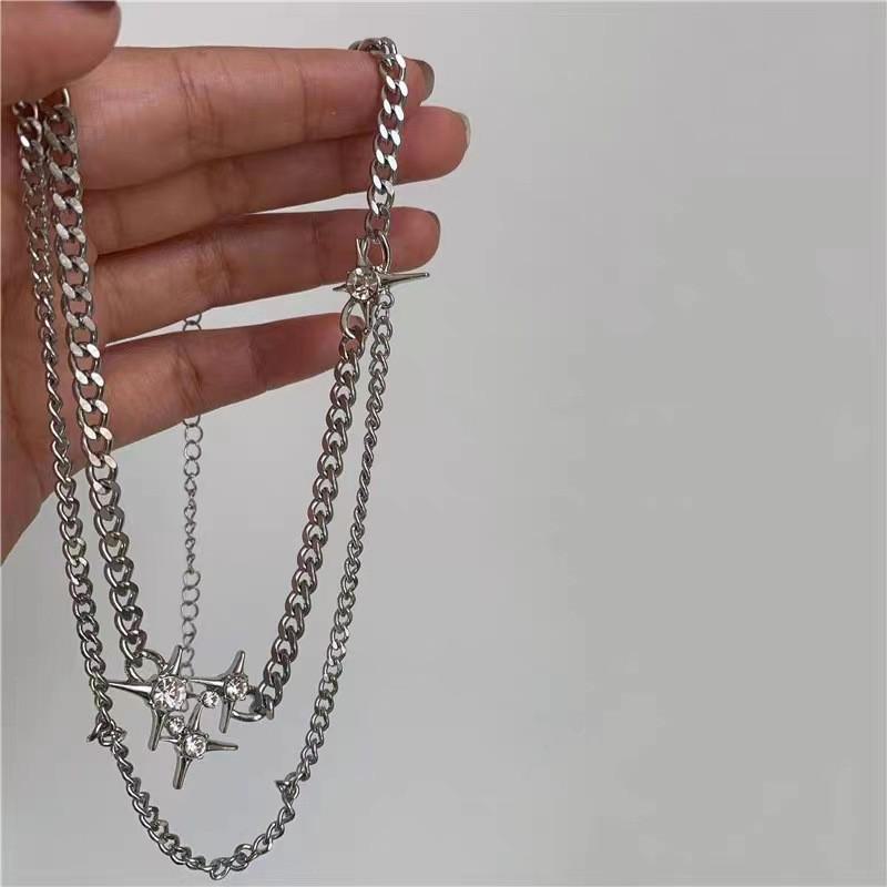 Men's Hip-Hop M Pendant Necklace: Trendy Cuban Chain In Titanium Steel, Stylish and Minimalist Design.