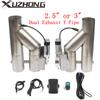 2.5 Inch/3 Inch Dual Exhaust Y Pipe with Controller Stainless Steel Silver Kit TP-1028