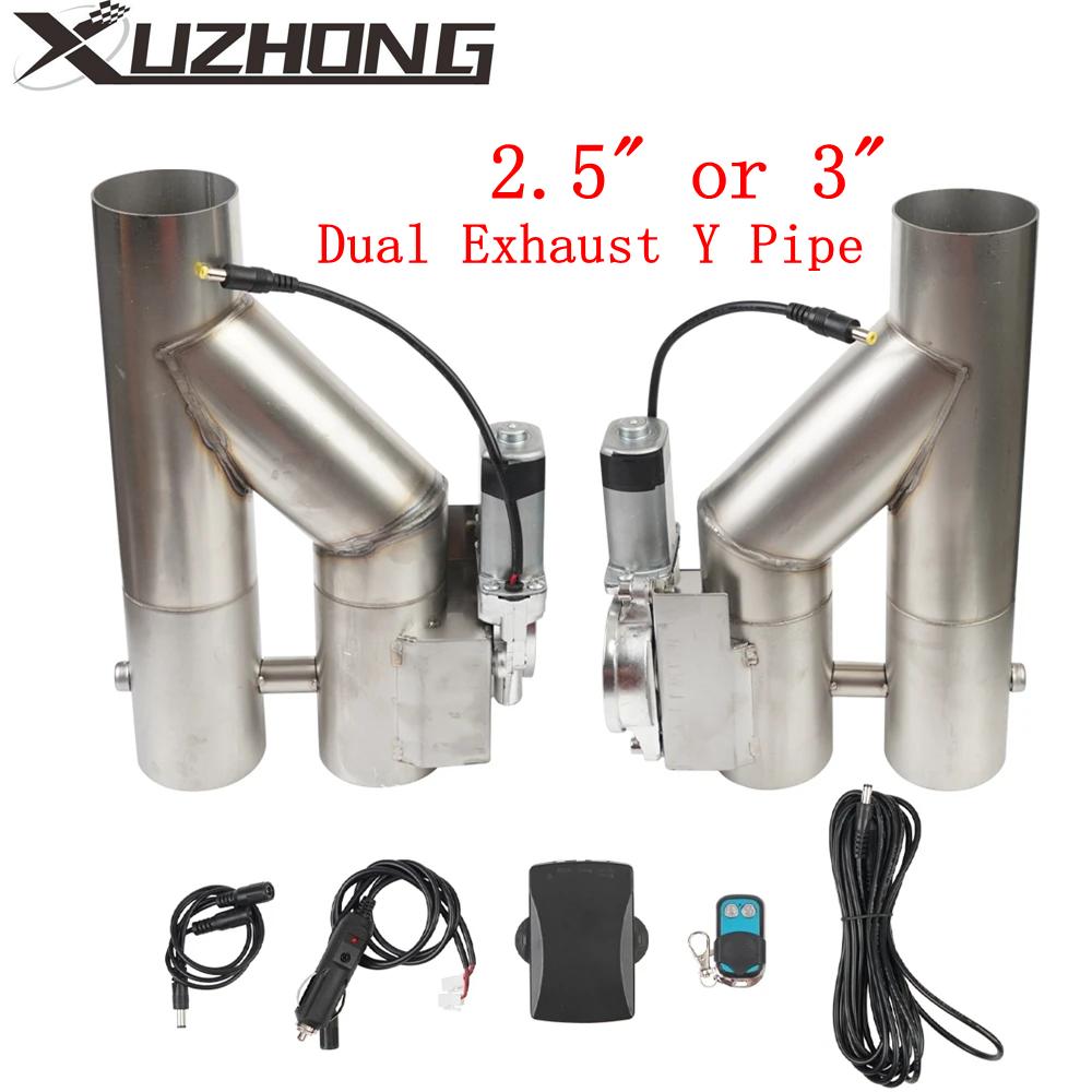 2.5 Inch/3 Inch Dual Exhaust Y Pipe with Controller Stainless Steel Silver Kit TP-1028
