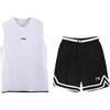Li-Ning Однотонный комплект для бега и фитнеса с круглым вырезом и короткими рукавами, быстросохнущий, дышащий, повседневный спортивный костюм, унисекс, YVSV017-1+YAPV001-1