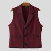 INCERUN Men Lapel Neck Sleeveless Stitching Casual Thin Slim Vest Waistcoat