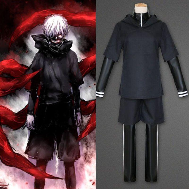Элегантный костюм Канеки Кена из Tokyo Ghoul в полный рост с модным дизайном, идеально подходит для Хэллоуина и тематических вечеринок