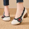 Fashion GKTINOO 2025 Spring Flower Genuine Cow Leather Shoes Women Shoes Elegant Fashion Shoes Woman Retro Handmade Shoes High Heels