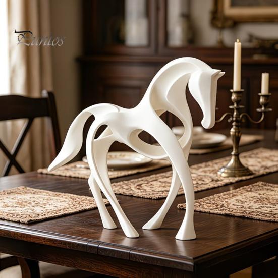 Абстрактная статуэтка лошади, 3D-печатная статуэтка, Минималистичная скульптура скачущего жеребца с настольным украшением, Плавные изгибы, Современное искусство, Декор для рабочего стола дома